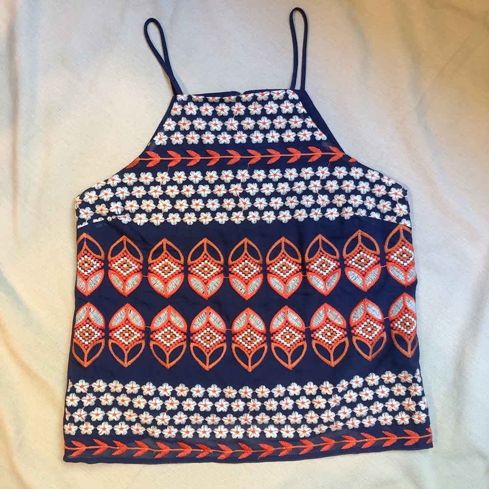 Nordstrom Navy and Coral Tank